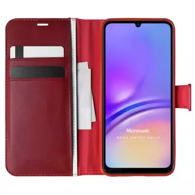 Microsonic Samsung Galaxy A06 Kılıf Delux Leather Wallet Kırmızı