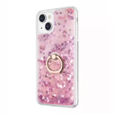 Microsonic Apple iPhone 14 Kılıf Glitter Liquid Holder Pembe