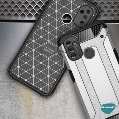 Microsonic OnePlus Nord N100 Kılıf Rugged Armor Gümüş