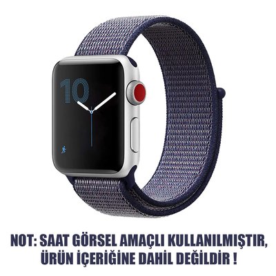 Microsonic Apple Watch Series 6 44mm Nylon Loop Kordon Lacivert