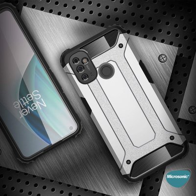 Microsonic OnePlus Nord N100 Kılıf Rugged Armor Kırmızı