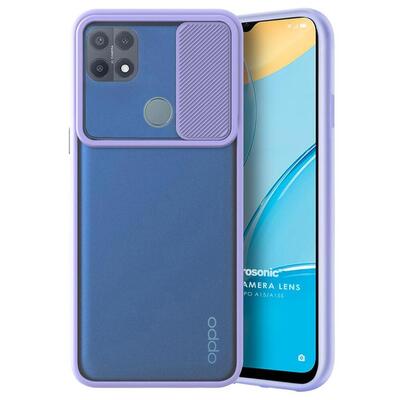 Microsonic Oppo A15s Kılıf Slide Camera Lens Protection Lila