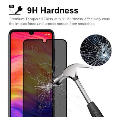 Microsonic Xiaomi Redmi Note 7 Invisible Privacy Kavisli Ekran Koruyucu Siyah