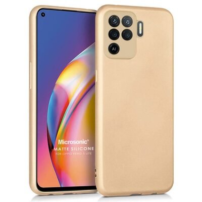 Microsonic Oppo Reno 5 Lite Kılıf Matte Silicone Gold