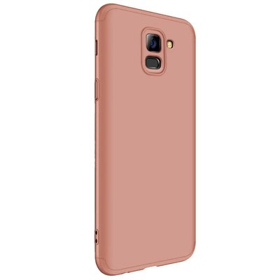 Microsonic Samsung Galaxy A8 2018 Kılıf Double Dip 360 Protective AYS Rose Gold