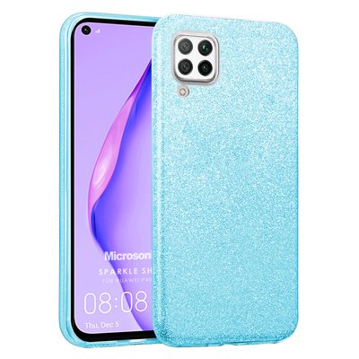 Microsonic Huawei P40 Lite Kılıf Sparkle Shiny Mavi