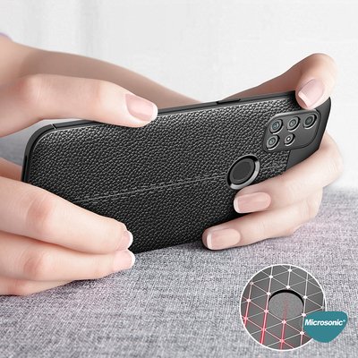 Microsonic OnePlus Nord N10 5G Kılıf Deri Dokulu Silikon Kırmızı