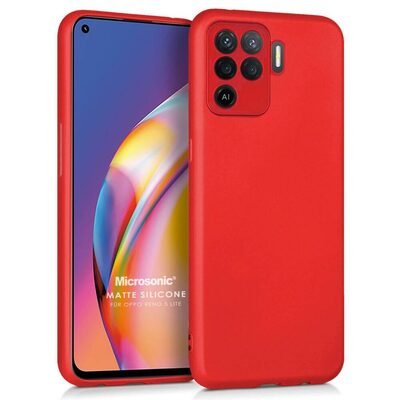 Microsonic Oppo Reno 5 Lite Kılıf Matte Silicone Kırmızı