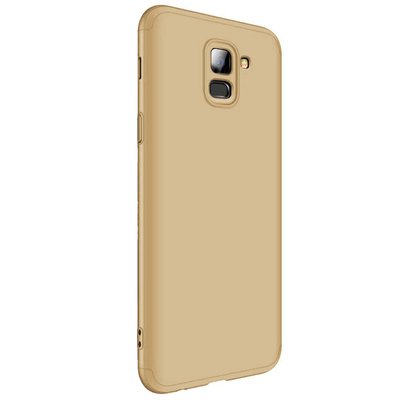 Microsonic Samsung Galaxy A8 Plus 2018 Kılıf Double Dip 360 Protective AYS Gold