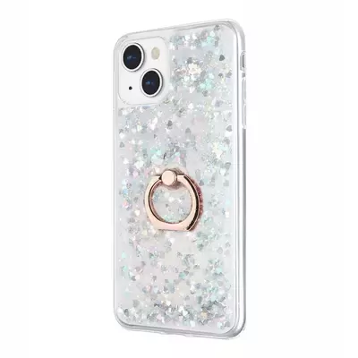 Microsonic Apple iPhone 14 Plus Kılıf Glitter Liquid Holder Gümüş