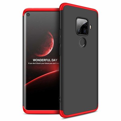 Microsonic Huawei Mate 30 Lite Kılıf Double Dip 360 Protective AYS Siyah - Kırmızı