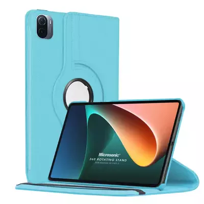 Microsonic Xiaomi Mi Pad 5 Kılıf 360 Dönerli Stand Deri Mavi