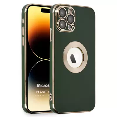 Microsonic Apple iPhone 15 Pro Kılıf Flash Stamp Koyu Yeşil