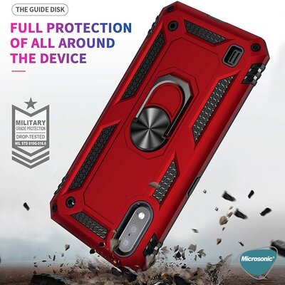 Microsonic Samsung Galaxy A01 Kılıf Military Ring Holder Siyah