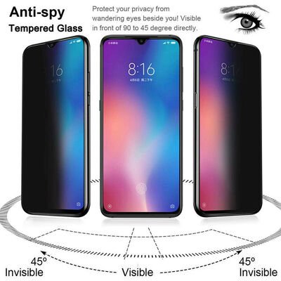 Microsonic Xiaomi Mi 9 SE Invisible Privacy Kavisli Ekran Koruyucu Siyah