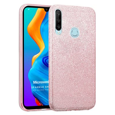 Microsonic Huawei P30 Lite Kılıf Sparkle Shiny Rose Gold