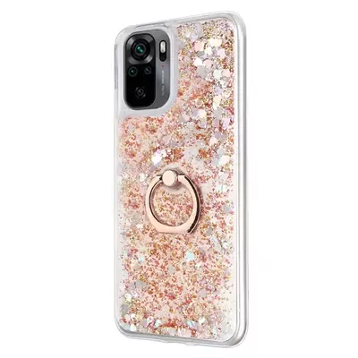 Microsonic Xiaomi Poco M5s Kılıf Glitter Liquid Holder Gold