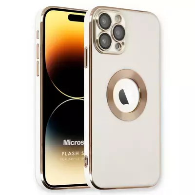 Microsonic Apple iPhone 15 Pro Kılıf Flash Stamp Beyaz