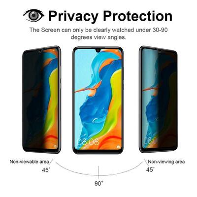 Microsonic Huawei P30 Lite Invisible Privacy Kavisli Ekran Koruyucu Siyah