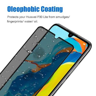 Microsonic Huawei P30 Lite Invisible Privacy Kavisli Ekran Koruyucu Siyah