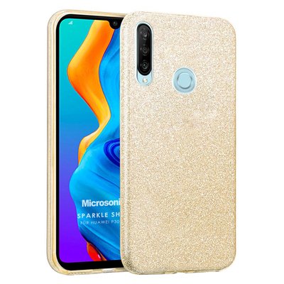 Microsonic Huawei P30 Lite Kılıf Sparkle Shiny Gold