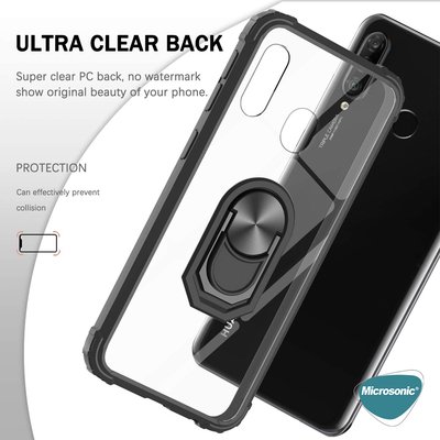 Microsonic Samsung Galaxy A70 Kılıf Grande Clear Ring Holder Kırmızı