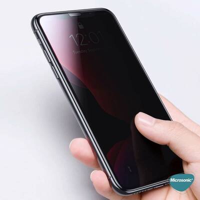 Microsonic Apple iPhone 13 Pro Invisible Privacy Kavisli Ekran Koruyucu Siyah