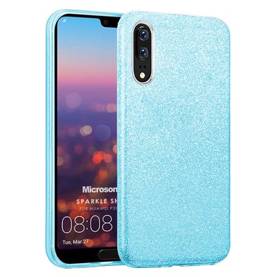 Microsonic Huawei P20 Kılıf Sparkle Shiny Mavi