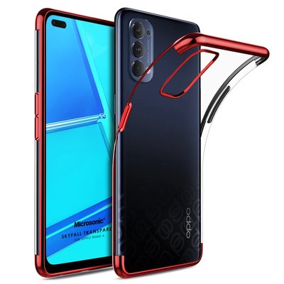 Microsonic Oppo Reno 4 Kılıf Skyfall Transparent Clear Kırmızı