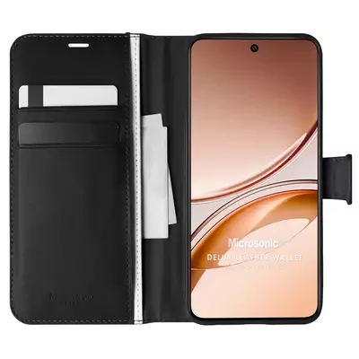 Microsonic Vivo V50 Lite 5G Kılıf Delux Leather Wallet Siyah