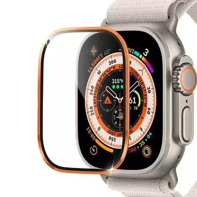Microsonic Apple Watch Ultra 3 Tam Kaplayan Cam Ekran Koruyucu V2 Turuncu