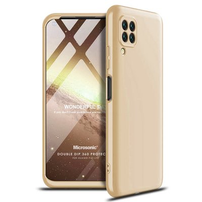 Microsonic Huawei P40 Lite Kılıf Double Dip 360 Protective AYS Gold