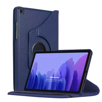 Microsonic Samsung Galaxy Tab A7 T500 Kılıf 360 Rotating Stand Deri Lacivert