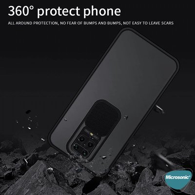 Microsonic Xiaomi Redmi Note 9S Kılıf Slide Camera Lens Protection Lacivert