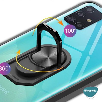 Microsonic Samsung Galaxy A71 Kılıf Grande Clear Ring Holder Siyah