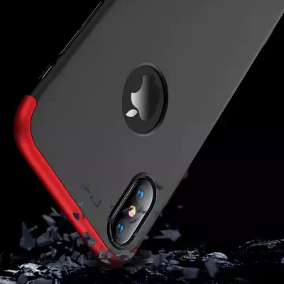 Microsonic Apple iPhone XS Max (6.5'') Kılıf Double Dip 360 Protective Siyah Kırmızı