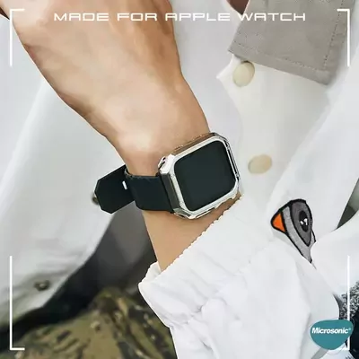 Microsonic Apple Watch Ultra Kordon Fullbody Quadra Resist Siyah Gümüş