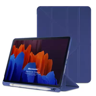 Microsonic Samsung Galaxy Tab S7 Plus T970 Kılıf Origami Pencil Lacivert