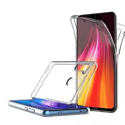 Microsonic Xiaomi Redmi Note 8 Kılıf 6 tarafı tam full koruma 360 Clear Soft Şeffaf