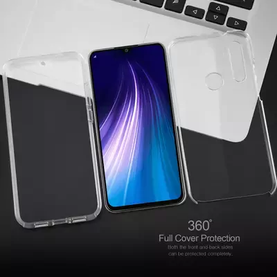 Microsonic Xiaomi Redmi Note 8 Kılıf 6 tarafı tam full koruma 360 Clear Soft Şeffaf