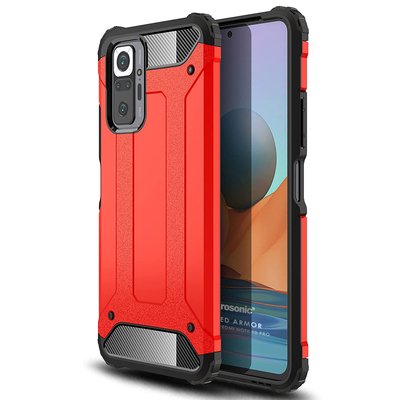 Microsonic  Xiaomi Redmi Note 10 Pro Kılıf Rugged Armor Kırmızı