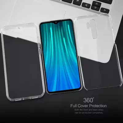 Microsonic Xiaomi Redmi Note 8 Pro Kılıf 6 tarafı tam full koruma 360 Clear Soft Şeffaf