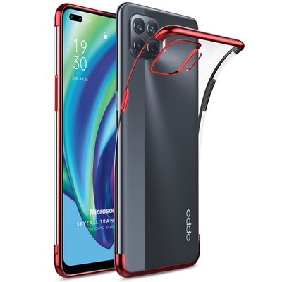 Microsonic Oppo Reno 4 Lite Kılıf Skyfall Transparent Clear Kırmızı