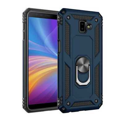 Microsonic Samsung Galaxy J6 Plus Kılıf Military Ring Holder Lacivert