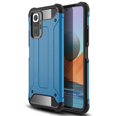 Microsonic Xiaomi Redmi Note 10 Pro Kılıf Rugged Armor Mavi