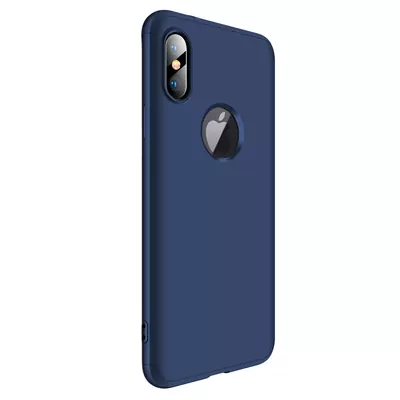 Microsonic Apple iPhone XS Max (6.5'') Kılıf Double Dip 360 Protective Lacivert