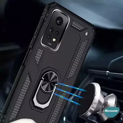 Microsonic Xiaomi Redmi Note 12 Pro 4G Kılıf Military Ring Holder Kırmızı