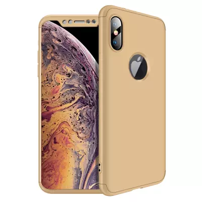 Microsonic Apple iPhone XS Max (6.5'') Kılıf Double Dip 360 Protective Gold