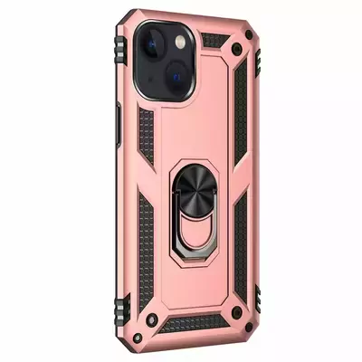 Microsonic Apple iPhone 14 Plus Kılıf Military Ring Holder Rose Gold