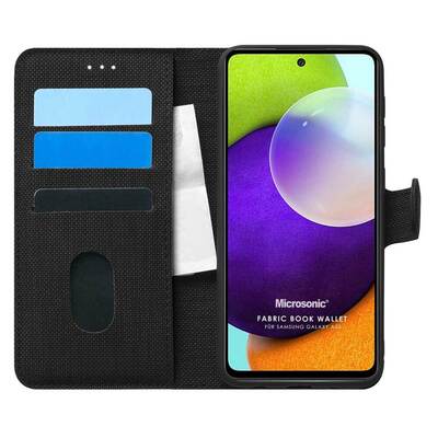 Microsonic Samsung Galaxy A52 Kılıf Fabric Book Wallet Siyah